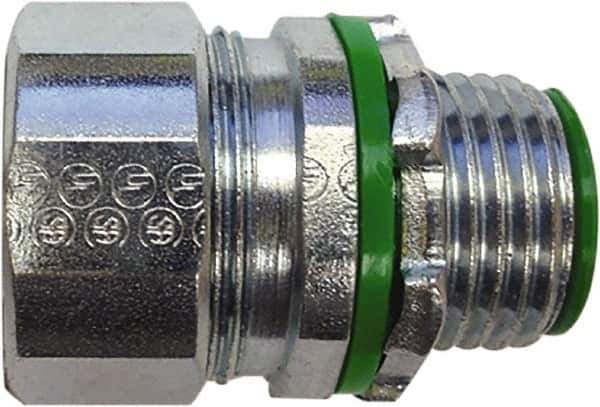 Anaconda Sealtite - 5" Trade, Zinc Plated Steel Threaded Straight Liquidtight Conduit Connector - Insulated - Best Tool & Supply