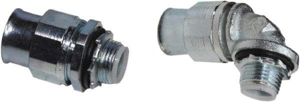 Anaconda Sealtite - 1-1/2" Trade, Zinc Plated Steel Threaded 90° Liquidtight Conduit Connector - Insulated - Best Tool & Supply