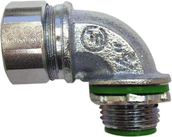 Anaconda Sealtite - 2" Trade, Zinc Plated Steel Threaded 45° Liquidtight Conduit Connector - Insulated - Best Tool & Supply