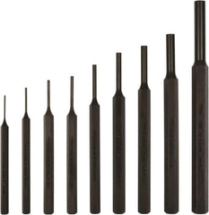 Mayhew - 9 Piece, 1.5 to 10mm, Pin Punch Set - Hex Shank, Steel, Comes in Kit Bag - Best Tool & Supply