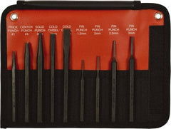 Mayhew - 9 Piece, 9/32 to 5/32", Pin Punch Set - Hex Shank, Steel, Comes in Kit Bag - Best Tool & Supply