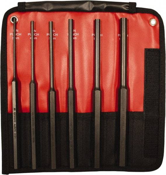 Mayhew - 6 Piece, 3 to 10mm, Pin Punch Set - Hex Shank, Steel, Comes in Kit Bag - Best Tool & Supply