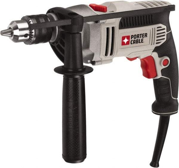 Porter-Cable - 120 Volt 1/2" Keyed Chuck Electric Hammer Drill - 0 to 57,000 BPM, 0 to 3,100 RPM, Reversible - Best Tool & Supply