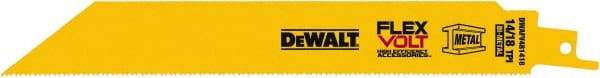 DeWALT - 8" Long x 1" Thick, Bi-Metal Reciprocating Saw Blade - Straight Profile, 14 to 18 TPI, Toothed Edge, Tang Shank - Best Tool & Supply