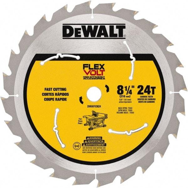 DeWALT - 8-1/4" Diam, 15.88mm Arbor Hole Diam, 24 Tooth Wet & Dry Cut Saw Blade - Steel, Smooth Action, Standard Round Arbor - Best Tool & Supply