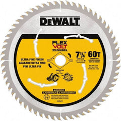 DeWALT - 7-1/4" Diam, 15.88mm Arbor Hole Diam, 60 Tooth Wet & Dry Cut Saw Blade - Steel, Smooth Action, Standard Round Arbor - Best Tool & Supply