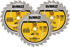 DeWALT - 7-1/4" Diam, 15.88mm Arbor Hole Diam, 24 Tooth Wet & Dry Cut Saw Blade - Steel, Smooth Action, Standard Round Arbor - Best Tool & Supply