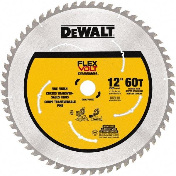 DeWALT - 12" Diam, 1" Arbor Hole Diam, 60 Tooth Wet & Dry Cut Saw Blade - Steel, Smooth Action, Standard Round Arbor - Best Tool & Supply