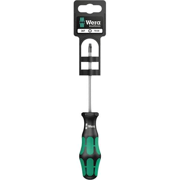 Wera - T15 Torx Driver - 3-1/8" Blade Length, 12-13/64" OAL, Ergonomic Handle, Chrome Plated Steel - Best Tool & Supply