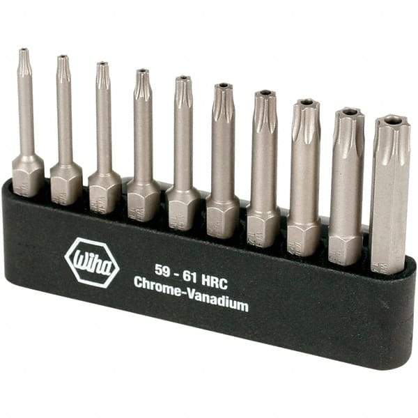 Wiha - 10 Piece, 1/4" Drive Screwdriver Torx Insert Bit Set - Tamperproof 7 to 40 Torx - Best Tool & Supply