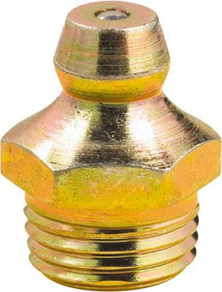 lumax - Straight Head Angle, M10x1 Metric Steel Grease Fitting Adapter - 11mm Hex, 0.63" Overall Height, 1/4" Shank Length - Best Tool & Supply