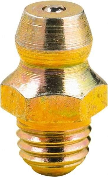 lumax - Straight Head Angle, M8x1 Metric Steel Grease Fitting Adapter - 9mm Hex, 0.63" Overall Height, 1/4" Shank Length - Best Tool & Supply