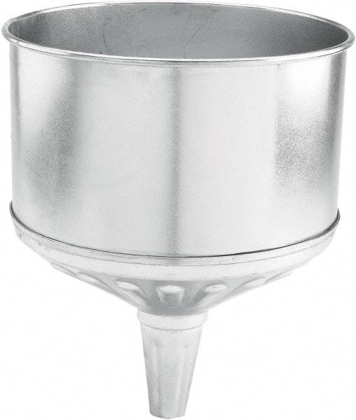 lumax - 256 oz Capacity Steel Funnel - 9-1/2" Mouth OD, 1-1/4" Tip OD, 3-3/4" Straight Spout, Silver - Best Tool & Supply