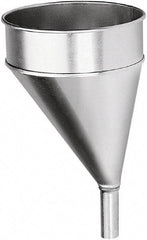 lumax - 204 oz Capacity Steel Funnel - 8-1/2" Mouth OD, 1-1/8" Tip OD, 3-1/4" Straight Spout, Silver - Best Tool & Supply