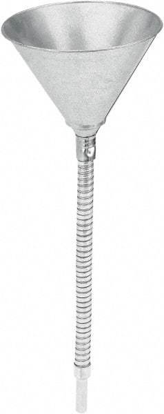 lumax - 16 oz Capacity Steel Funnel - 6" Mouth OD, 1/2" Tip OD, 13-1/4" Flexible Spout, Silver - Best Tool & Supply