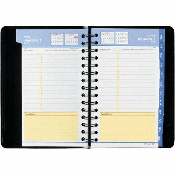 AT-A-GLANCE - 377 Sheet, 4-7/8 x 8", Weekly/Monthly Appointment Book - Black - Best Tool & Supply