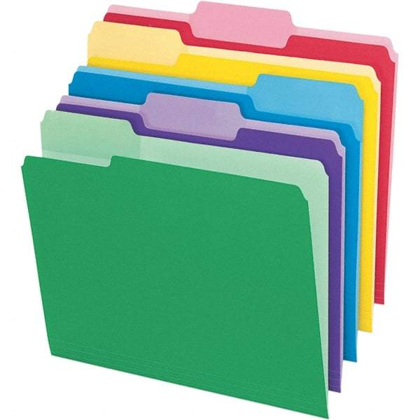 Pendaflex - 11-5/8 x 9-1/2", Letter Size, Assorted Colors, File Folders with Top Tab - 11 Point Stock, Assorted Tab Cut Location - Best Tool & Supply