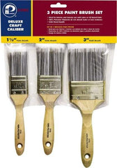 Premier Paint Roller - 1-1/2, 2 & 3" Flat Polyester General Purpose Paint Brush Set - 2-1/4 & 2-1/2 & 3" Bristle Length, 6 & 6-1/2" Wood Beavertail Handle - Best Tool & Supply