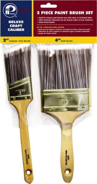 Premier Paint Roller - 2 & 4" Angle/Flat Polyester General Purpose Paint Brush Set - 2-1/2 & 3-1/2" Bristle Length, 6 & 6-1/2" Wood Sash & Beavertail Handle - Best Tool & Supply