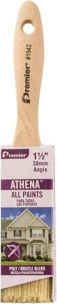 Premier Paint Roller - 1-1/2" Flat Polyester/Natural General Purpose Paint Brush - 2-1/4" Bristle Length, 5" Wood Beavertail Handle - Best Tool & Supply