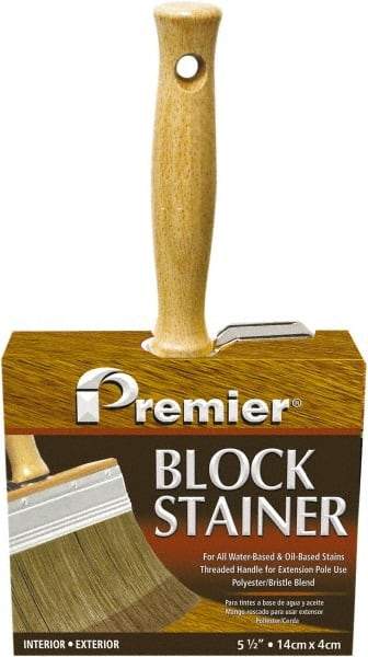 Premier Paint Roller - 6" Flat Polyester/Natural Stainer Brush - 3-1/4" Bristle Length, 5-1/4" Wood Threaded Wood Handle - Best Tool & Supply