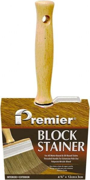 Premier Paint Roller - 5" Flat Polyester/Natural Stainer Brush - 3" Bristle Length, 5-1/4" Wood Threaded Wood Handle - Best Tool & Supply