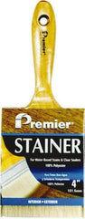 Premier Paint Roller - 4" Flat Polyester Stainer Brush - 3" Bristle Length, 6-1/2" Wood Beavertail Handle - Best Tool & Supply