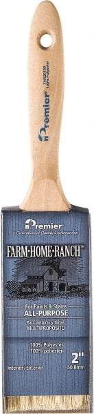 Premier Paint Roller - 2" Flat Polyester General Purpose Paint Brush - 2-1/2" Bristle Length, 5-1/2" Wood Beavertail Handle - Best Tool & Supply