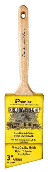 Premier Paint Roller - 3" Angled Nylon/Polyester Angular Brush - 3-1/4" Bristle Length, 7-1/2" Wood Sash Handle - Best Tool & Supply