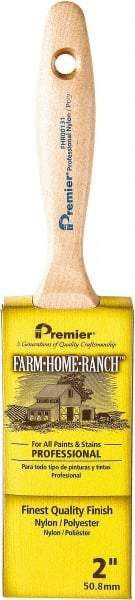 Premier Paint Roller - 2" Flat Nylon/Polyester General Purpose Paint Brush - 2-3/4" Bristle Length, 5-1/4" Wood Beavertail Handle - Best Tool & Supply