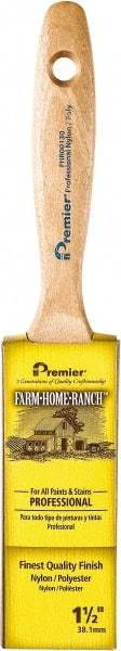 Premier Paint Roller - 1-1/2" Flat Nylon/Polyester General Purpose Paint Brush - 2-1/2" Bristle Length, 4-3/4" Wood Beavertail Handle - Best Tool & Supply