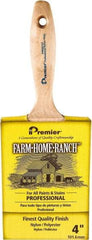 Premier Paint Roller - 4" Flat Nylon/Polyester General Purpose Paint Brush - 3-1/2" Bristle Length, 5-3/4" Wood Beavertail Handle - Best Tool & Supply