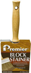 Premier Paint Roller - 4" Flat Polyester/Natural Stainer Brush - 3" Bristle Length, 5-1/4" Wood Threaded Wood Handle - Best Tool & Supply