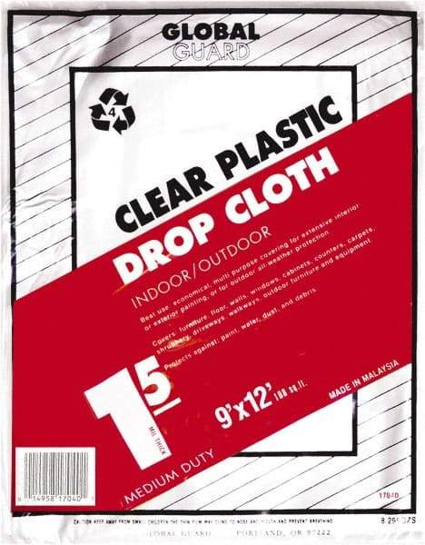 Premier Paint Roller - Medium Weight Plastic Drop Cloth - 12' x 9', 1.5 mil Thick, Off White - Best Tool & Supply