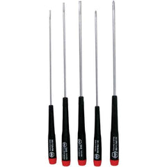 Wiha - 5 Piece Slotted & Phillips Screwdriver Set - Bit Sizes: Philips #0 & #1, Comes in Vinyl Pouch - Best Tool & Supply