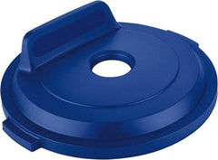 Rubbermaid - Round Lid for Use with 32 Gal Round Recycle Containers - Blue, Polyethylene, For Brute Trash Cans - Best Tool & Supply