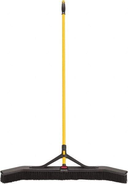 Rubbermaid - 36" Medium Duty Polypropylene Push Broom - 3" Bristle Length, Foam Block, Threaded Handle Connection, Handle Included - Best Tool & Supply