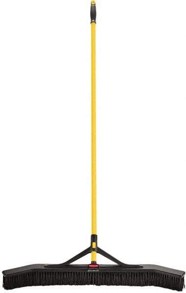 Rubbermaid - 36" Medium Duty Synthetic Push Broom - 3" Bristle Length, Foam Block, Threaded Handle Connection, Handle Included - Best Tool & Supply