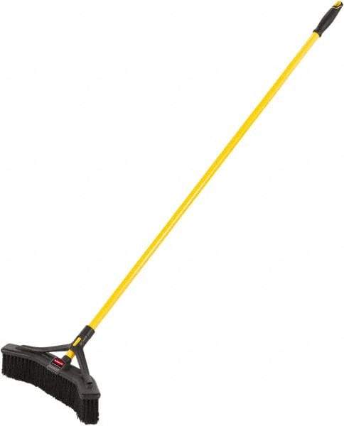 Rubbermaid - 18" Medium Duty Polypropylene Push Broom - 3" Bristle Length, Foam Block, Threaded Handle Connection, Handle Included - Best Tool & Supply