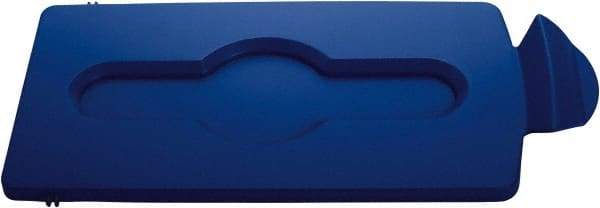 Rubbermaid - Rectangle Lid for Use with 23 Gal Rectangular Recycle Containers - Blue, Polypropylene, For Slim Jim Trash Cans - Best Tool & Supply