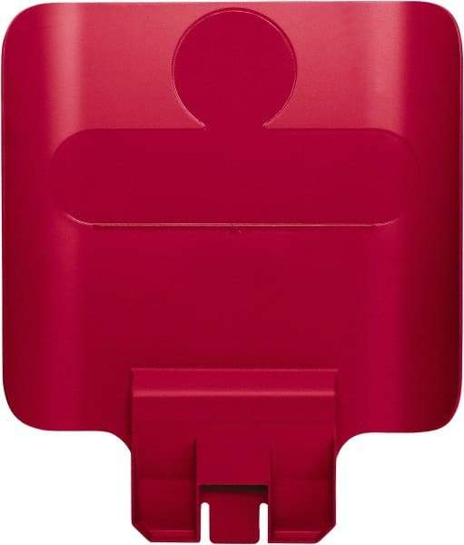 Rubbermaid - Square Lid for Use with 23 Gal Rectangular Recycle Containers - Red, Polypropylene, For Slim Jim Trash Cans - Best Tool & Supply