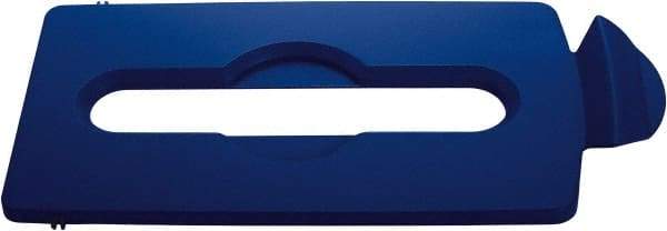 Rubbermaid - Rectangle Lid for Use with 23 Gal Rectangular Recycle Containers - Blue, Polypropylene, For Slim Jim Trash Cans - Best Tool & Supply