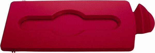 Rubbermaid - Rectangle Lid for Use with 23 Gal Rectangular Recycle Containers - Red, Polypropylene, For Slim Jim Trash Cans - Best Tool & Supply