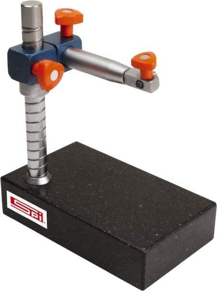 SPI - Granite, Rectangular Base, Comparator Gage Stand - 10" High, 10" Base Length x 6" Base Width x 2" Base Height, Includes Holder - Best Tool & Supply