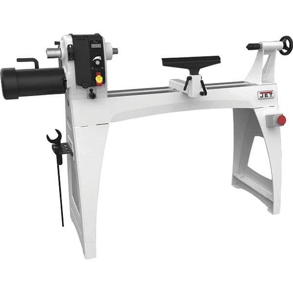 Jet - 18-1/2" Swing, 40" Distance Between Center, Woodworking Lathe - 2MT Headstock, 40 to 3,200 RPM, 4" Quill Travel - Best Tool & Supply