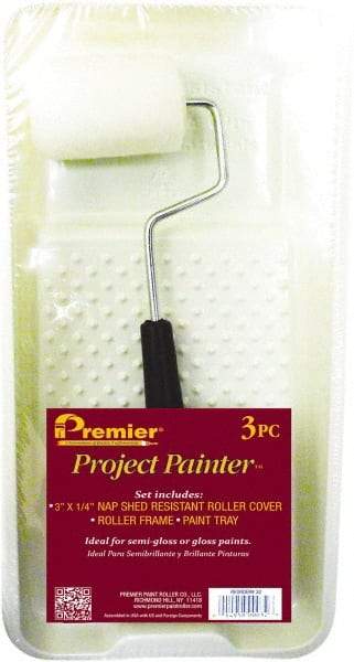 Premier Paint Roller - 14-3/4" Long, 1/4" Nap, Wall Paint Roller Set - 7-1/2" Wide, Steel Frame, Includes Paint Tray, Roller Cover & Frame - Best Tool & Supply