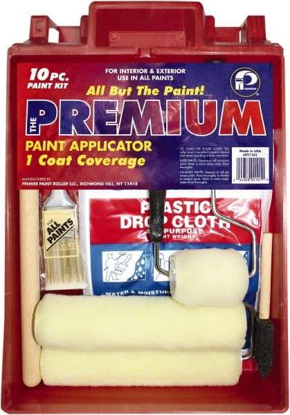 Premier Paint Roller - 1/2" Nap, Wall Paint Roller Set - 10" Wide, Steel Frame, Includes Paint Tray, Roller Cover & Frame - Best Tool & Supply