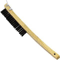 Premier Paint Roller - Steel Surface Preparation Wire Brush - 1" Bristle Length, 1" Wide, 14" OAL, Wood Block, Long Wood Handle - Best Tool & Supply