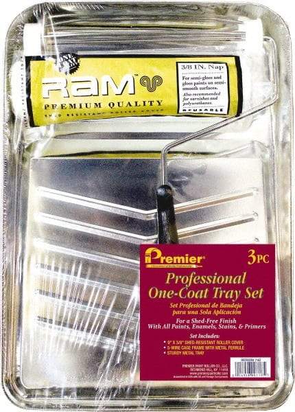 Premier Paint Roller - 14" Long, 3/8" Nap, Wall Paint Roller Set - 9" Wide, Steel Frame, Includes Paint Tray, Roller Cover & Frame - Best Tool & Supply