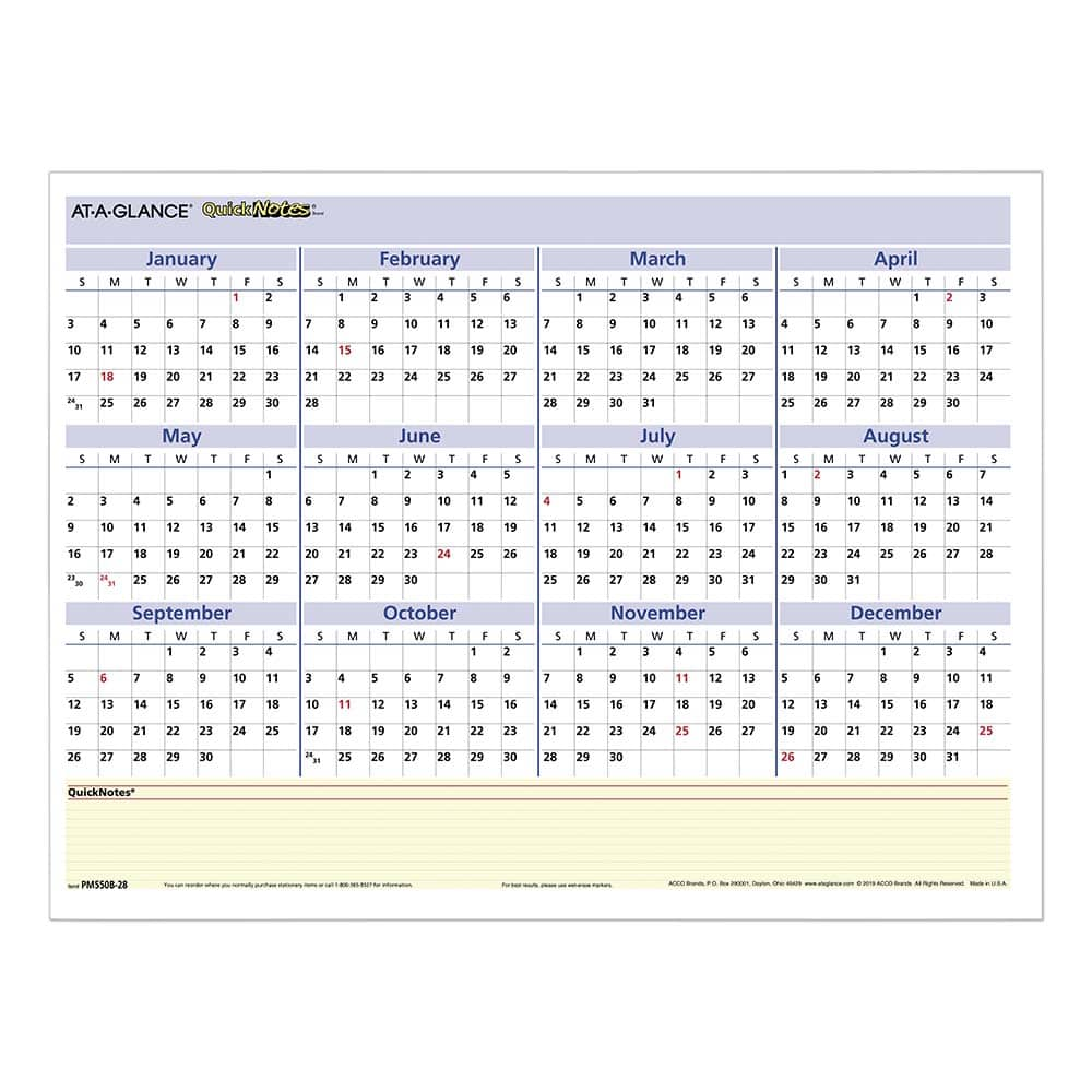 AT-A-GLANCE - Note Pads, Writing Pads & Notebooks Writing Pads & Notebook Type: Wall Calendar Size: 16 x 12 - Best Tool & Supply